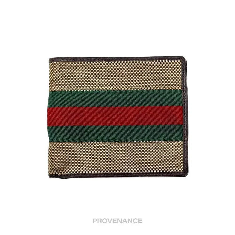 🔴 Gucci Bifold Wallet - Raffia with Web